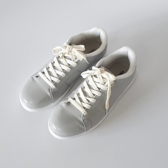 EUC Forever 21 Lina patent silver grey sneakers, 10 - Picture 1 of 10